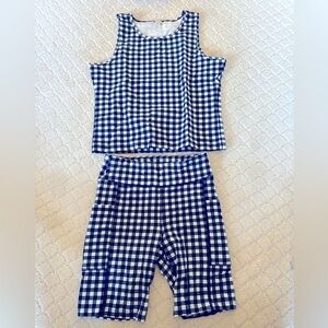 JCREW Navy Gingham Active Set Size SMALL